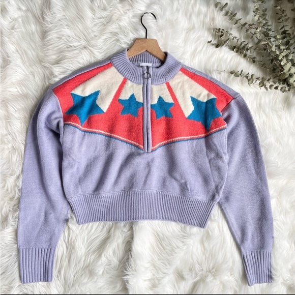 Urban Outfitters BDG Sweater Jesse Half Zip Purple Medium NWT - Picture 6 of 12